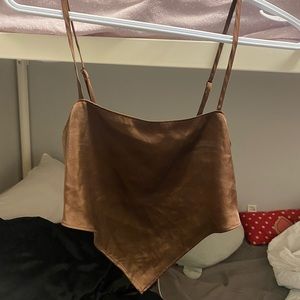 brown y2k satin bandana top
